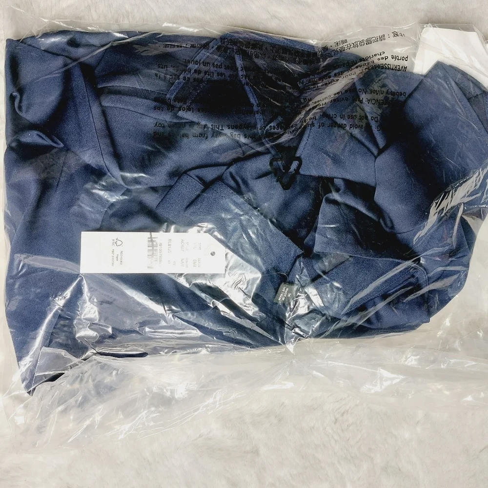 New J.Crew Blue Long Sleeve Double Breasted Metallic Cotton Jacket P236 - Picture 3 of 6